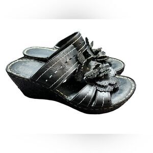 Black Wedge Sandals Size 7